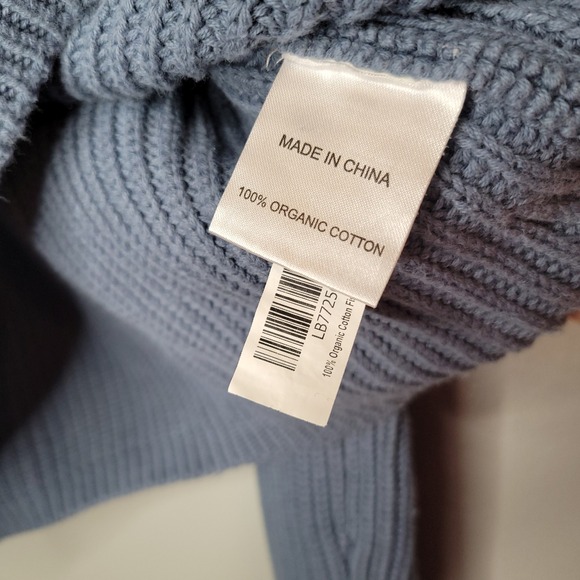 Quince Sweater Women Sz XS Blue Cable Organic Cotton Fisherman Crew Sustainable - Picture 10 of 10